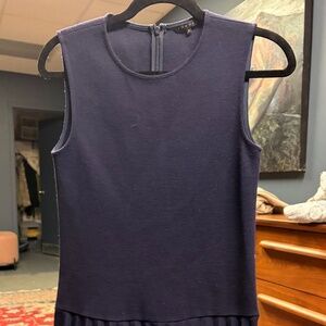 Theory Navy Blue Knit Sleeveless with a Pleated Hem | Size 2